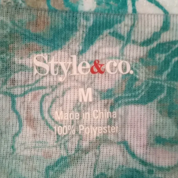 Style & Co Green Multicolored embellished hi-low women's Top Size M - Picture 5 of 5